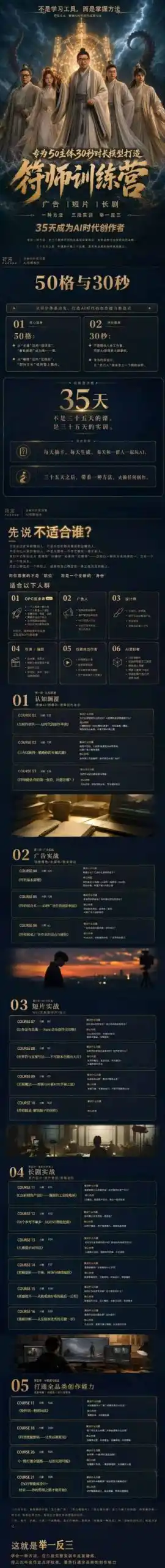 多参宗符师训练营，35天成为AI时代创作者，广告|短片|长剧，一种方法，三段实训，举一反三，打通全品类的创作能力-来缘阁