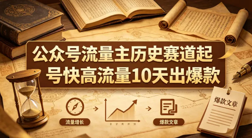 公众号流量主之历史赛道，起号快+高流量，10天就能出爆款！-来缘阁