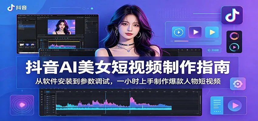 抖音AI美女短视频制作指南：从软件安装到参数调试，一小时上手制作爆款人物短视频-来缘阁