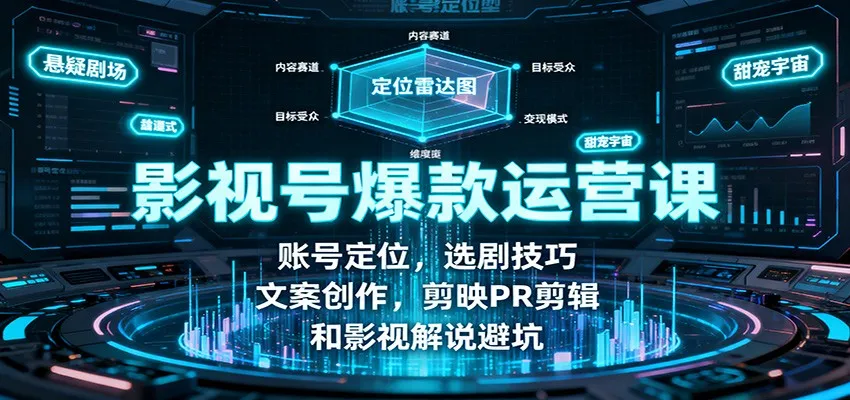 影视号爆款运营课：账号定位，选剧技巧，文案创作，剪映PR剪辑和影视解说避坑-来缘阁