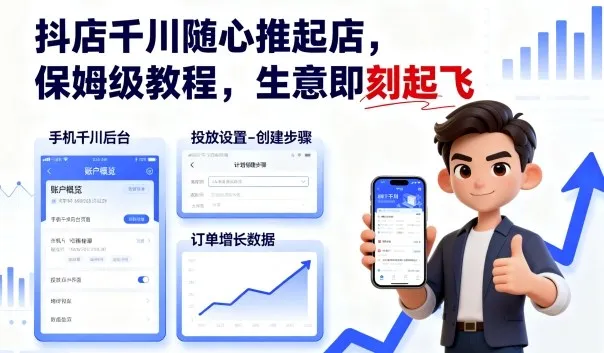 抖店千川随心推起店，保姆级教程，生意即刻起飞-来缘阁