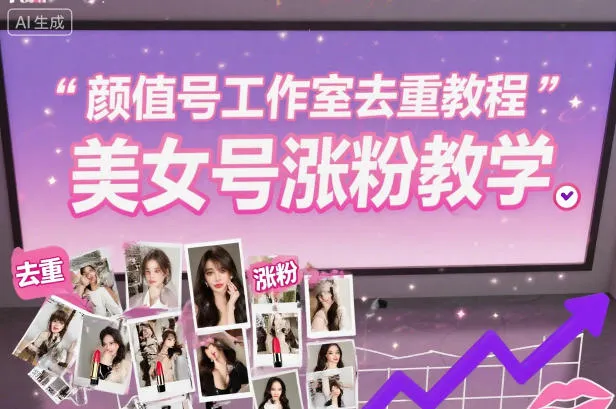 颜值号工作室去重教程，美女号涨粉教学-来缘阁