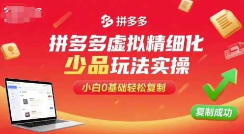 拼多多虚拟精细化少品玩法实操，小白0基础轻松复制-来缘阁