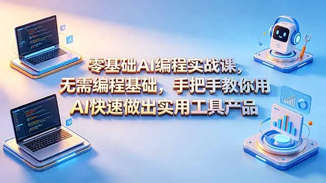 零基础AI编程实战课-更新,无需编程基础,手把手教你用AI快速做出实用工具产品-来缘阁