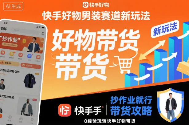 快手好物男装赛道新玩法，抄作业就行，0经验玩转快手好物带货-来缘阁