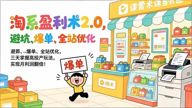 淘系盈利术2.0,避坑、爆单、全站优化,三天掌握高投产玩法,实现月利润翻倍!-来缘阁