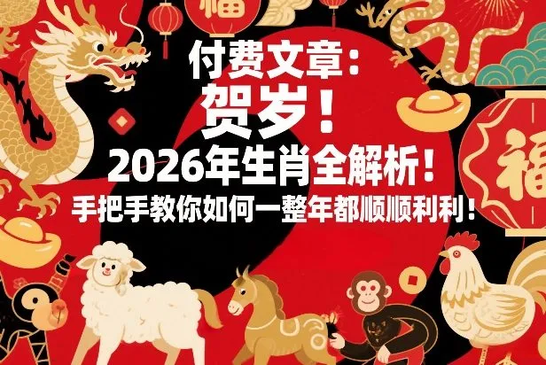 付费文章:贺岁!2026年生肖全解析!手把手教你如何一整年都顺顺利利!-来缘阁