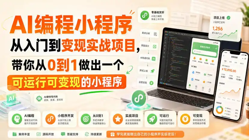 AI编程小程序从入门到变现实战项目，带你从0到1做出一个可运行可变现的小程序-来缘阁