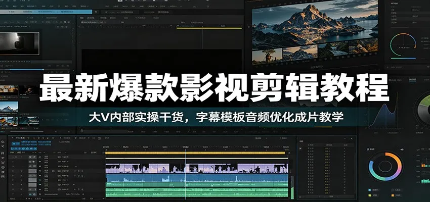 最新爆款影视剪辑教程：大V内部实操干货，字幕模板音频优化成片教学-来缘阁