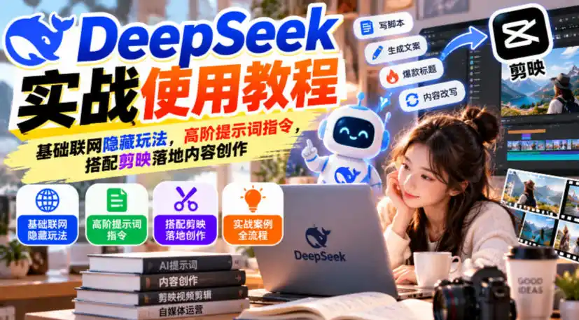 DeepSeek实战使用教程｜基础联网隐藏玩法，高阶提示词指令，搭配剪映落地内容创作-来缘阁