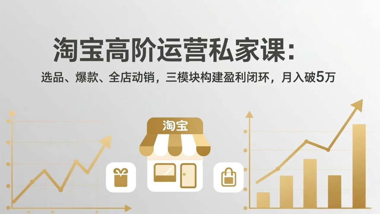 淘宝高阶运营私家课：选品、爆款、全店动销，三模块构建盈利闭环，月入破5万(更新26年2月-来缘阁