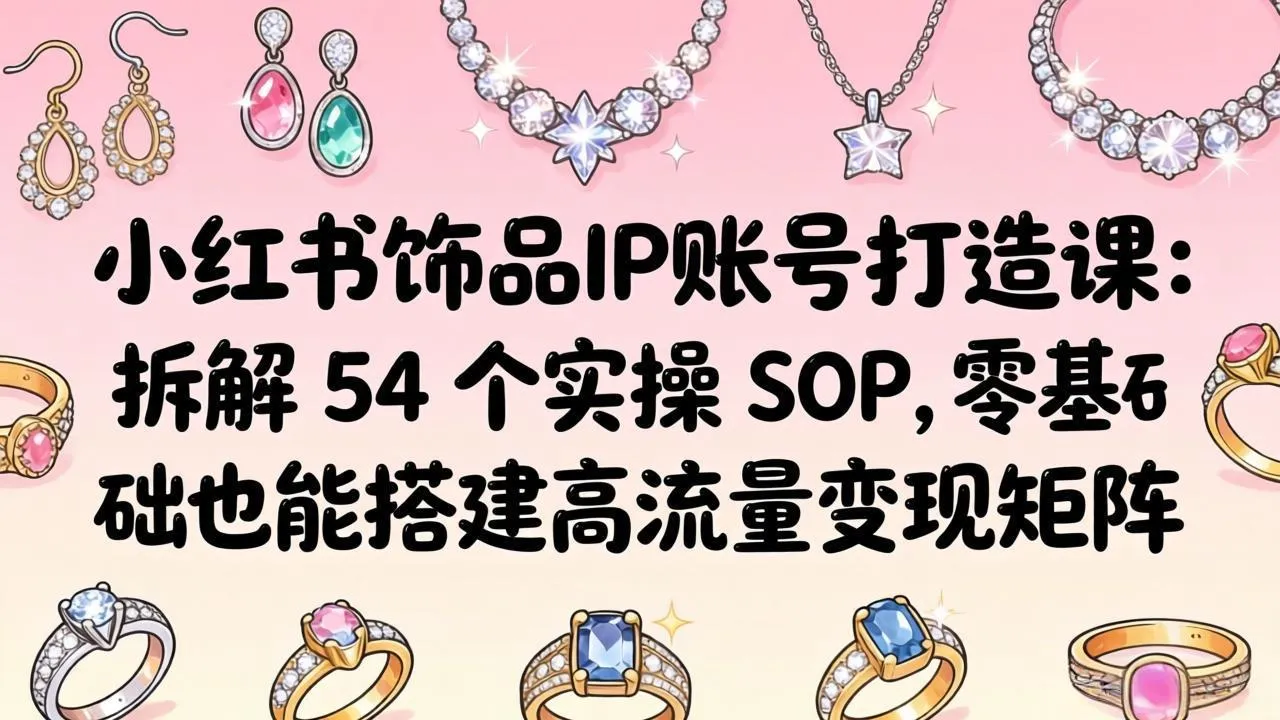 小红书饰品IP账号打造课：拆解 54 个实操 SOP，零基础也能搭建高流量变现矩阵-来缘阁