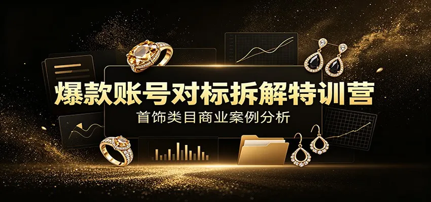 爆款账号对标拆解特训营:首饰类目商业案例分析,配套完整资料内容-来缘阁