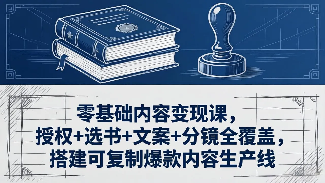 零基础内容变现课，授权+选书+文案+分镜全覆盖，搭建可复制爆款内容生产线-来缘阁