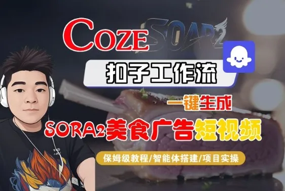 Coze扣子智能体工作流一键生成“SORA2美食广告“短视频，全流程保姆级教学-来缘阁
