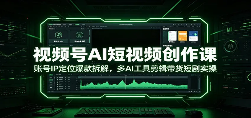 视频号AI短视频创作课:账号IP定位爆款拆解,多AI工具剪辑带货短剧实操-来缘阁
