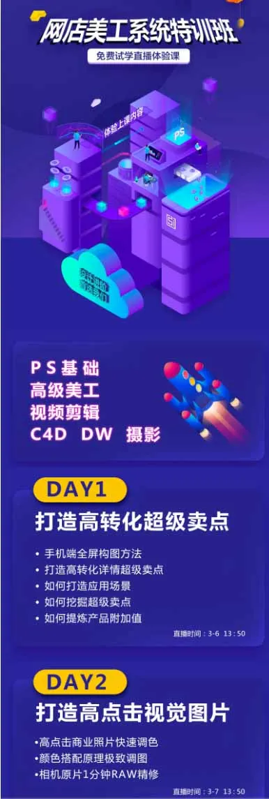 网店美工系统精英班-7月:PS基础×主图设计×海报实战×详情页×首页装修×产品修图×视频剪辑×人像精修。-来缘阁
