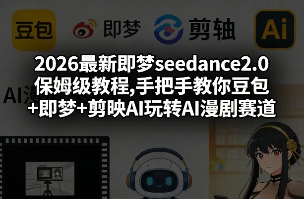 2026最新即梦seedance2.0保姆级教程,手把手教你豆包+即梦+剪映AI玩转AI漫剧赛道-来缘阁