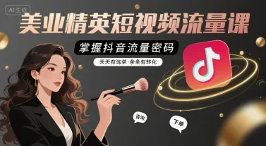 美业精英短视频流量课，掌握抖音流量密码，天天有询单，条条有转化-来缘阁