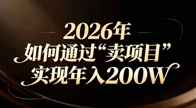 站在2026年的十字路口：一个普通人如何通过卖项目实现年入200万-来缘阁
