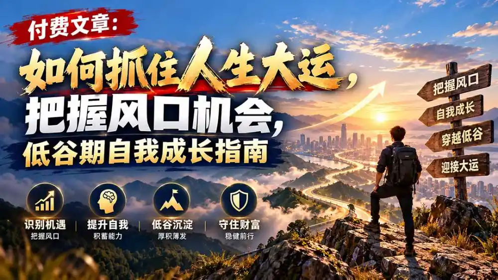付费文章：如何抓住人生大运，把握风口机会，低谷期自我成长指南-来缘阁