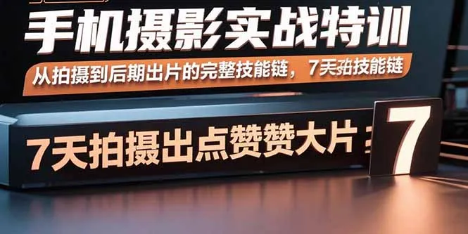 手机摄影实战特训，从拍摄到后期出片的完整技能链，7天拍出点赞大片-来缘阁