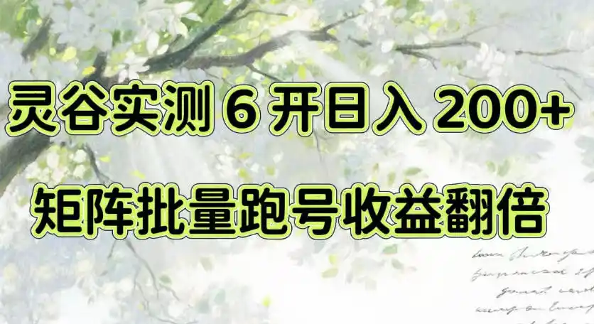 一台电脑就能做!灵谷实测6开日入200+,矩阵批量跑号收益翻倍【揭秘】-来缘阁