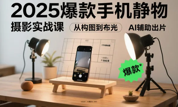 2025爆款手机静物摄影实战课，从构图到布光，不用贵设备，AI辅助出片-来缘阁
