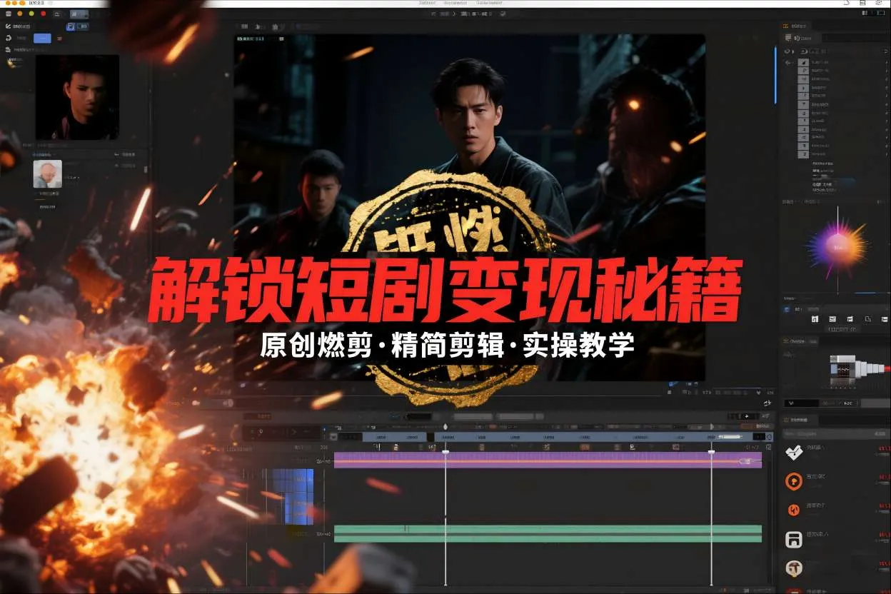 短剧拉新之原创燃剪精简剪辑实操课，解锁短剧变现秘籍-来缘阁