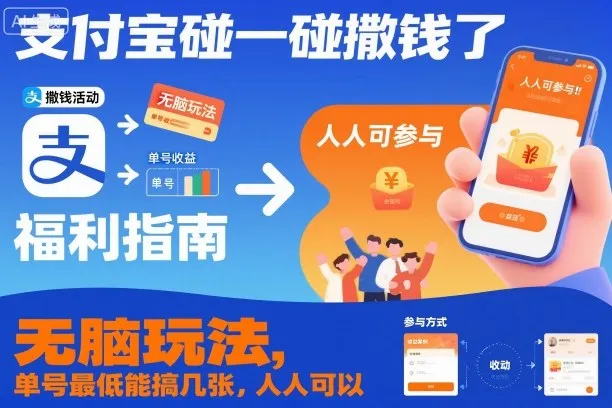 支付宝碰一碰撒钱了,无脑玩法,单号最低能搞几张,人人可以撸【揭秘】-来缘阁