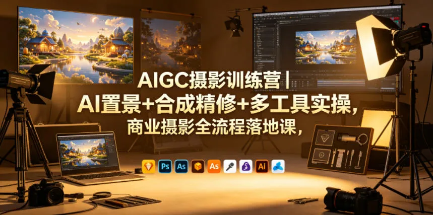 AIGC摄影训练营｜AI置景+合成精修+多工具实操，商业摄影全流程落地课-来缘阁