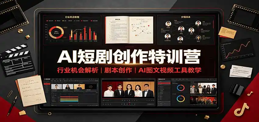 AI短剧创作特训营：行业机会解析，剧本创作，AI图文视频工具教学(文字版)-来缘阁
