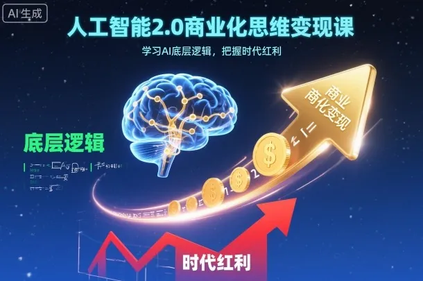 人工智能2.0商业化思维变现课，学习AI底层逻辑，把握时代红利-来缘阁