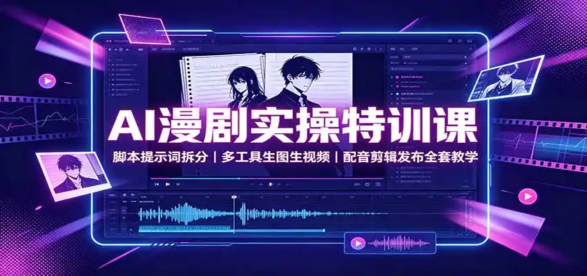 AI漫剧实操特训课:脚本提示词拆分,多工具生图生视频,配音剪辑发布全套教学-来缘阁