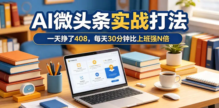 一天挣了408,AI微头条实战打法,每天30分钟比上班强N倍-来缘阁