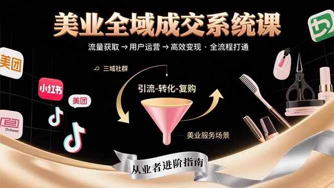 美业全域成交系统课程：帮助美业从业者打通从流量获取到高效变现全流程-来缘阁
