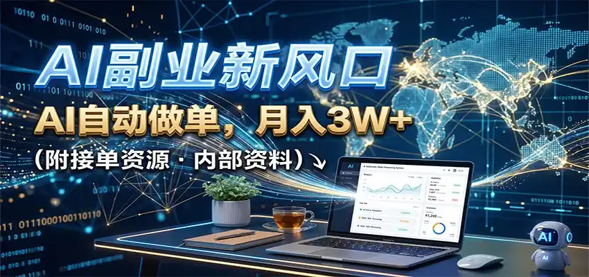 AI副业新风口，AI自动做单，月入3W+，附接单资源-来缘阁