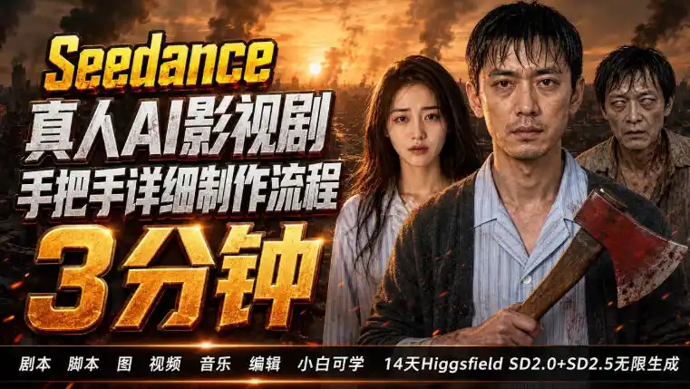 3分钟真人AI影视剧怎么做?SD 2.0手把手完整制作流程|Higgsfield 14天SD 2.0/2.5无限生成-来缘阁