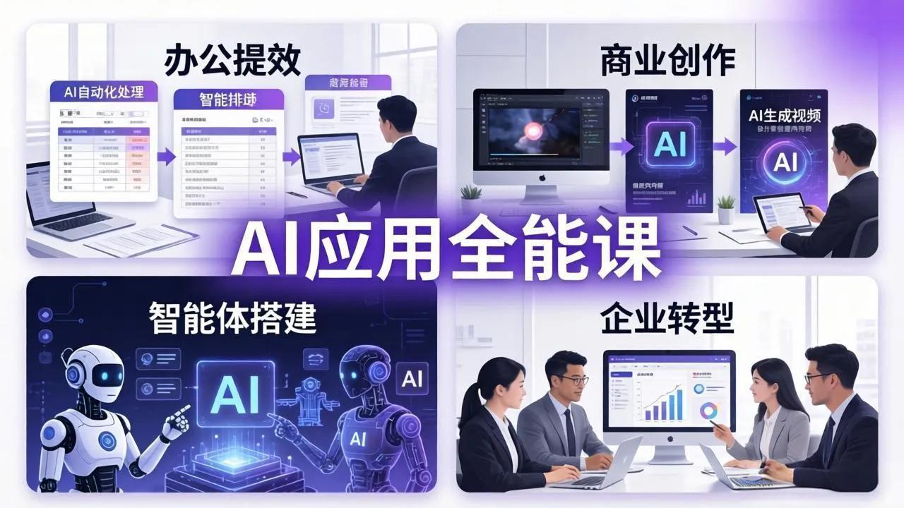 AIGC 应用师全能课-更新:办公提效、商业创作、智能体搭建、企业转型,一站式学会AI应用-来缘阁
