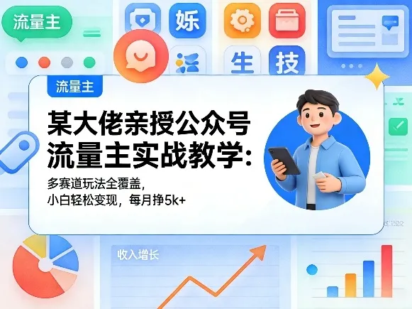 某大佬亲授公众号流量主实战教学：多赛道玩法全覆盖，小白轻松变现，每月多挣5k+-来缘阁