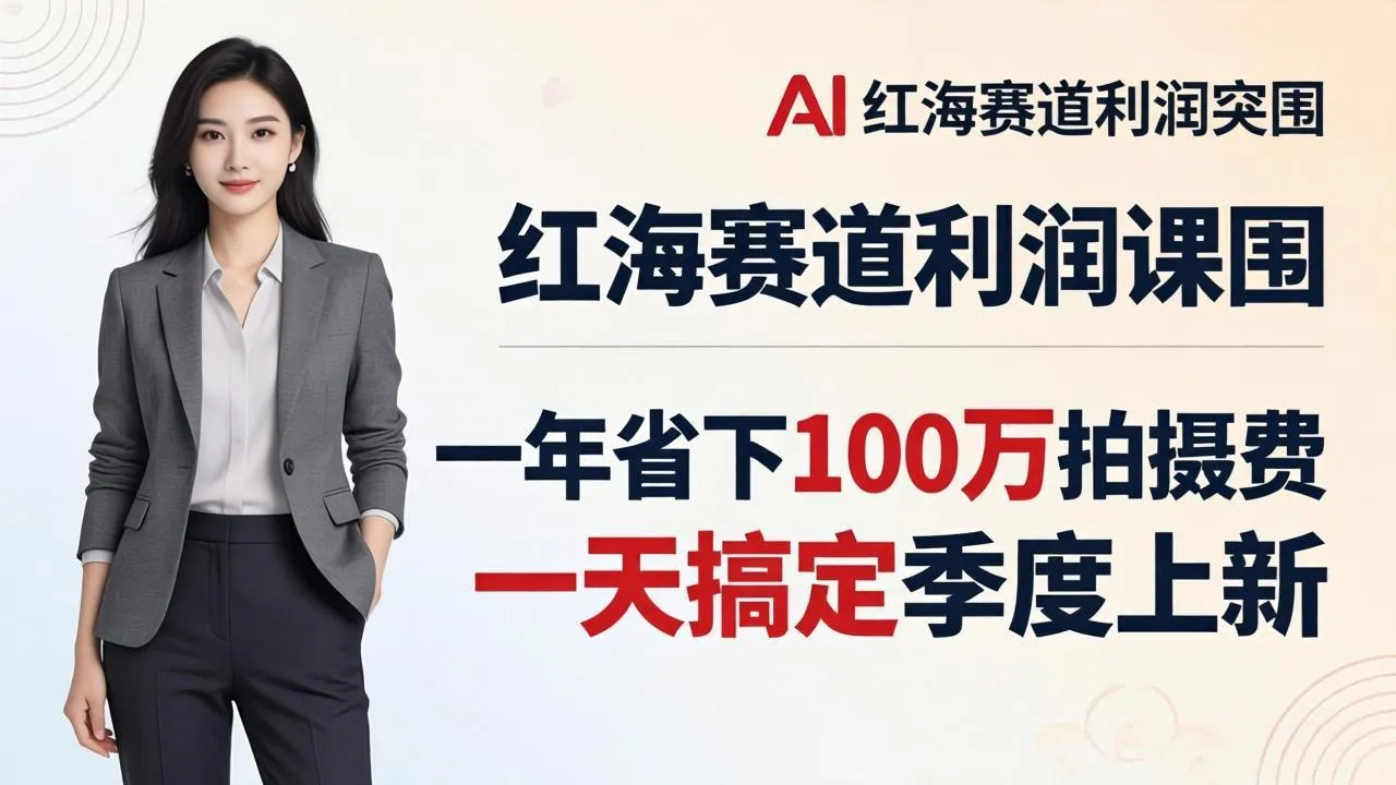 服装老板AI模特图课：一年省下100万拍摄费，一天搞定季度上新，红海赛道利润突围-来缘阁