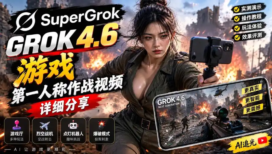 Grok 4.6也能做游戏？第一人称作战视频实测｜玩法详细讲解-来缘阁