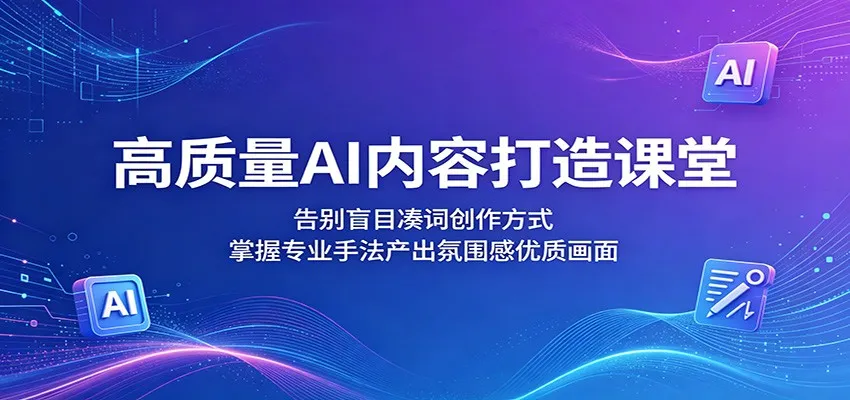 高质量AI内容打造课堂：告别盲目凑词创作方式，掌握专业手法产出氛围感优质画面-来缘阁