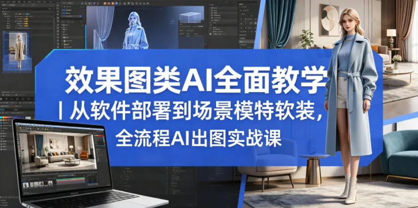 效果图类AI全面教学｜从软件部署到场景模特软装，全流程AI出图实战课-来缘阁
