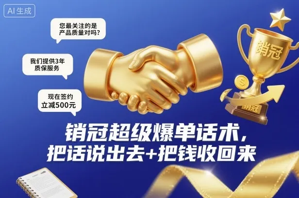 销冠超级爆单话术，把话说出去+把钱收回来-来缘阁