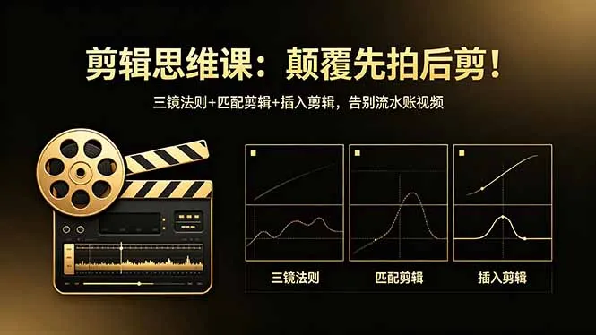 剪辑思维课：颠覆先拍后剪！三镜法则+匹配剪辑+插入剪辑，告别流水账视频-来缘阁