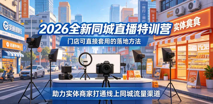 2026全新同城直播特训营，门店可直接套用的落地方法，助力实体商家打通线上同城流量渠道-来缘阁