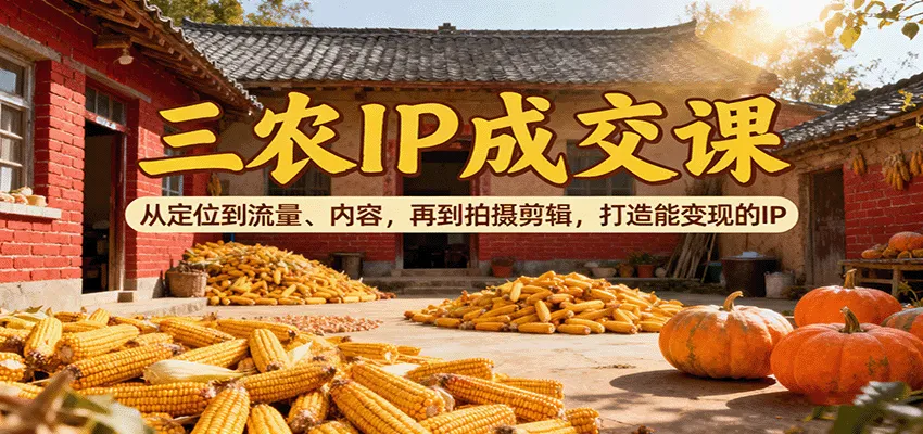 三农IP成交课：从定位到流量、内容，再到拍摄剪辑，打造能变现的IP-来缘阁