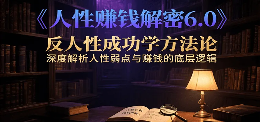 人性赚钱解密6.0,反人性成功学方法论,深度解析人性弱点与赚钱的底层逻辑-来缘阁