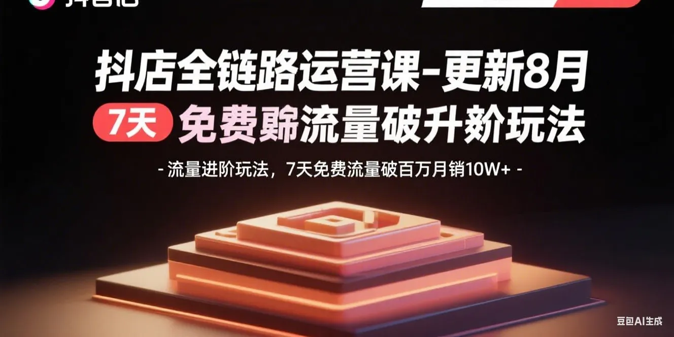 抖店全链路运营课-更新8月：流量进阶玩法，7天免费流量破百万月销10W+-来缘阁